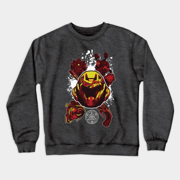 Doomguy with friends Crewneck Sweatshirt by Hulkey